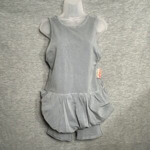 Free People Hot Shot Bubble‎ Set Women Small Gray Tennis Shirt Shorts Sleeveless